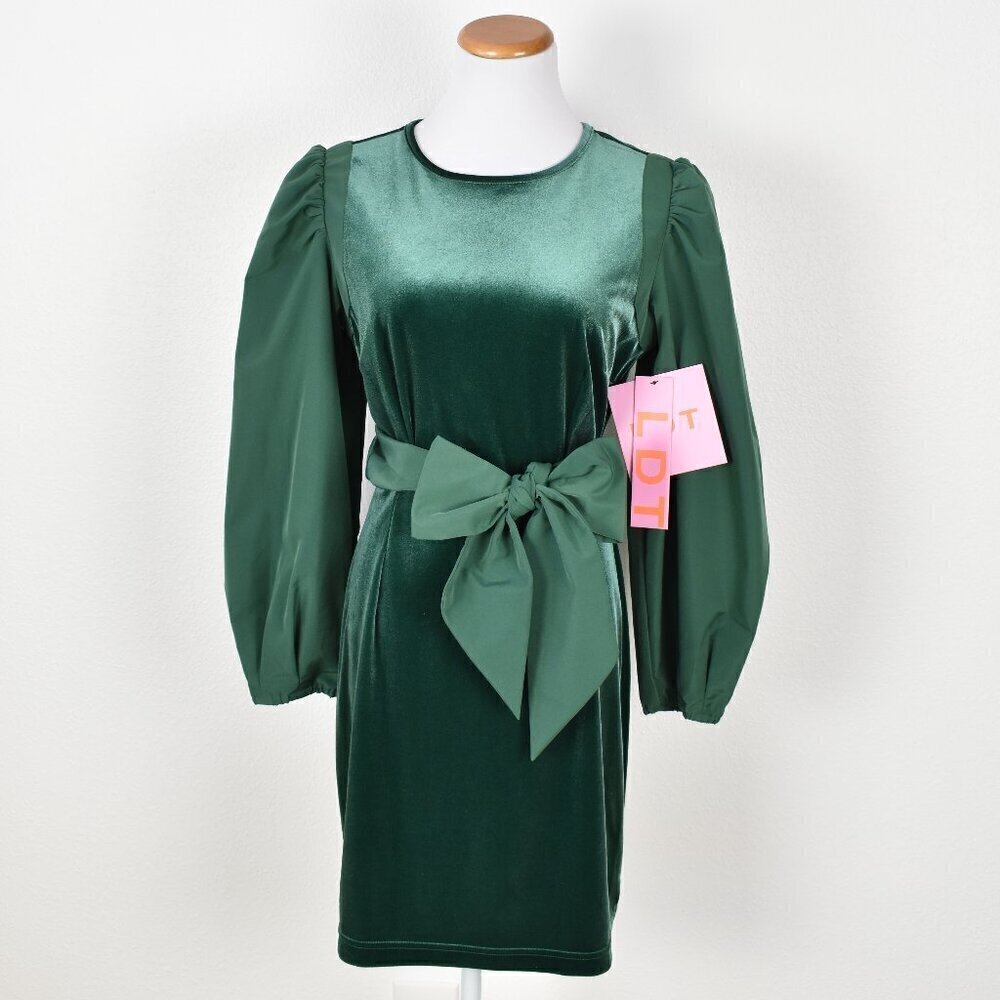 LDT Hannah Velvet Tie Front Bow Dress NEW - 6